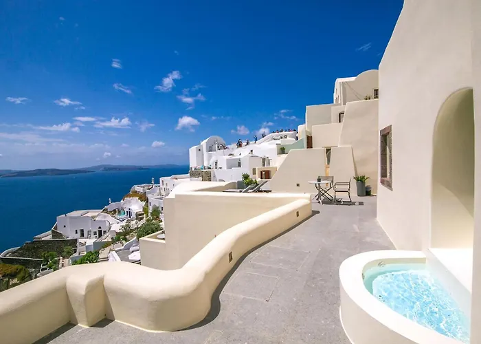 ヴィラ Elegant Santorini Aloia Private Hot Tub Air Conditioning イア