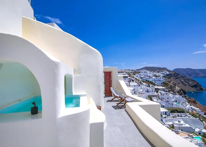 Elegant Santorini Aloia Private Hot Tub Air Conditioning ヴィラ